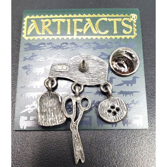 Signed JJ Jonette Vintage 1980s-90s Tack Pin Sewing Scissor Thimble - Picture 9 of 10